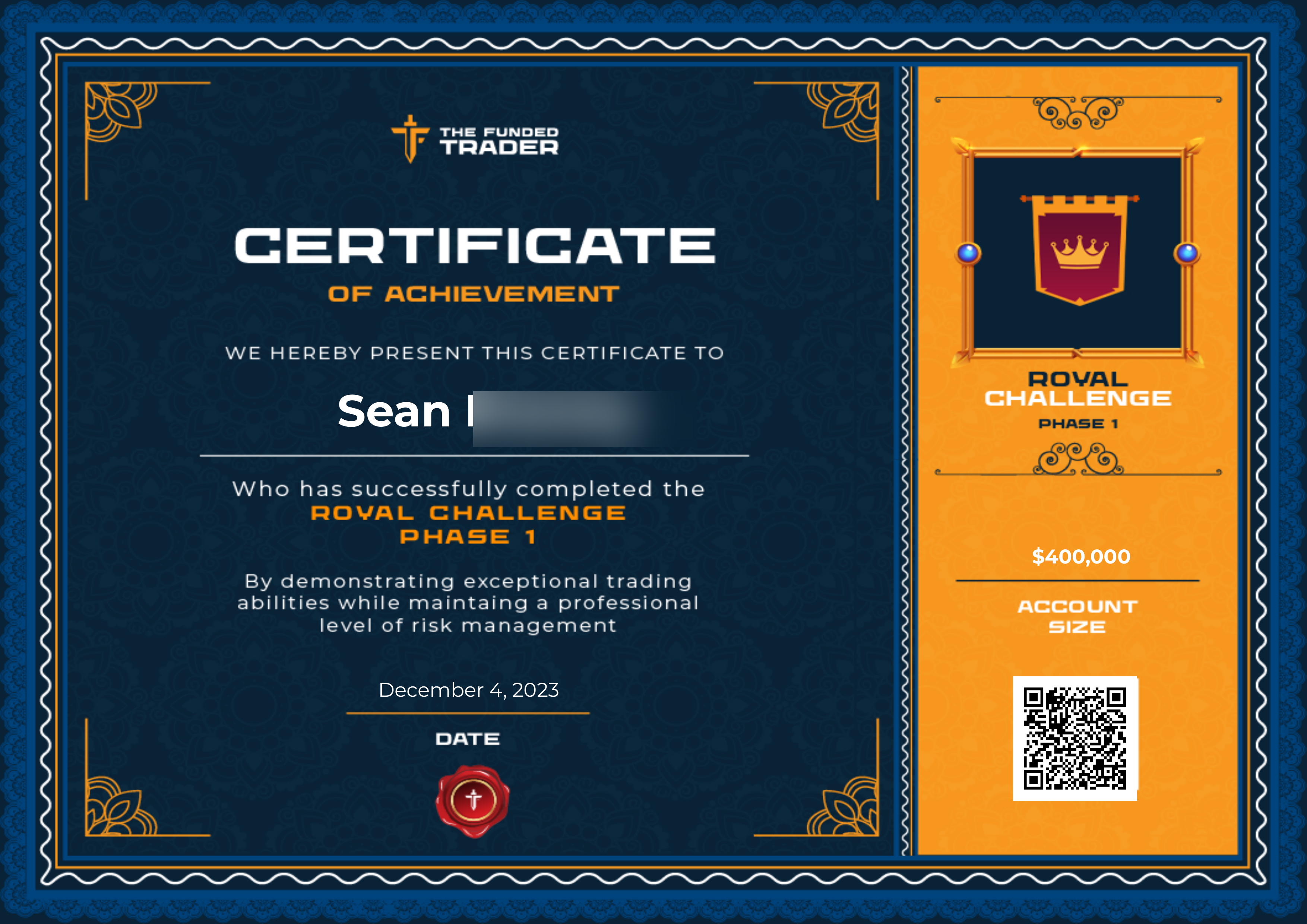 Sean $400K Funded Trader